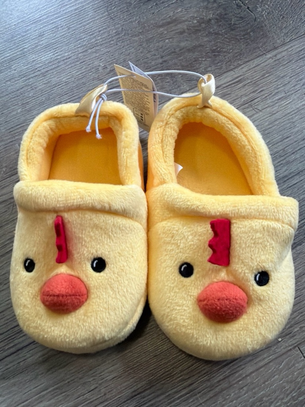 Old Navy Yellow Chick Plush Kids Slippers with Orange Beaks
